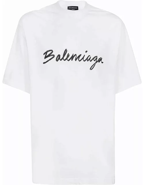 BALENCIAGA Signature Logo Print T-Shirt White