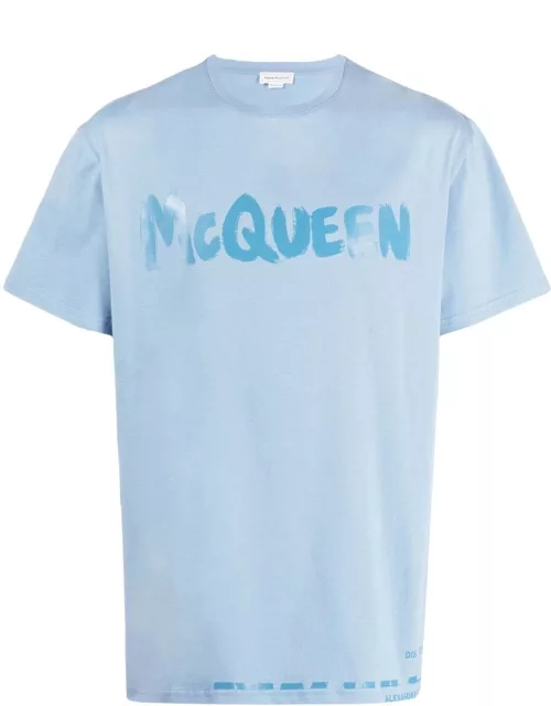 ALEXANDER MCQUEEN Logo Print T-Shirt Blue