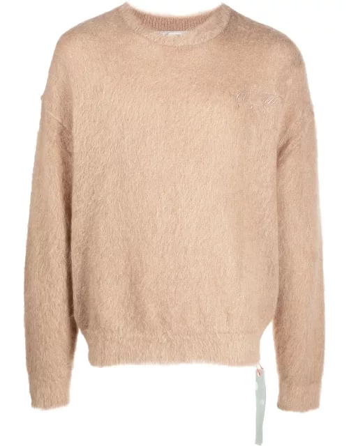 OFF-WHITE Arrow Mohair Skate Fit Knitted Sweatshirt Brown