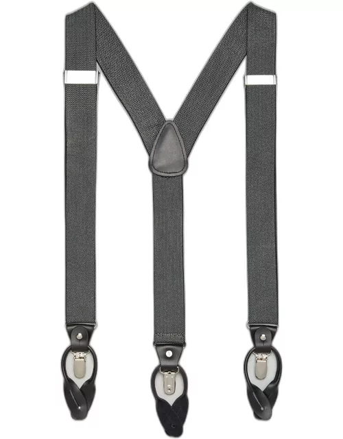 JoS. A. Bank Men's Button-In & Clip Suspenders, Charcoal, One