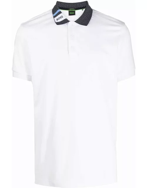 BOSS Contrast-collar Polo Shirt White