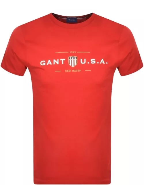 Gant Original Shield Crest T Shirt Red
