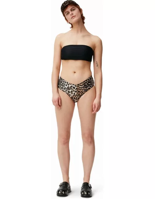 GANNI Mid-Rise Bikini Bottom in Leopard Women'
