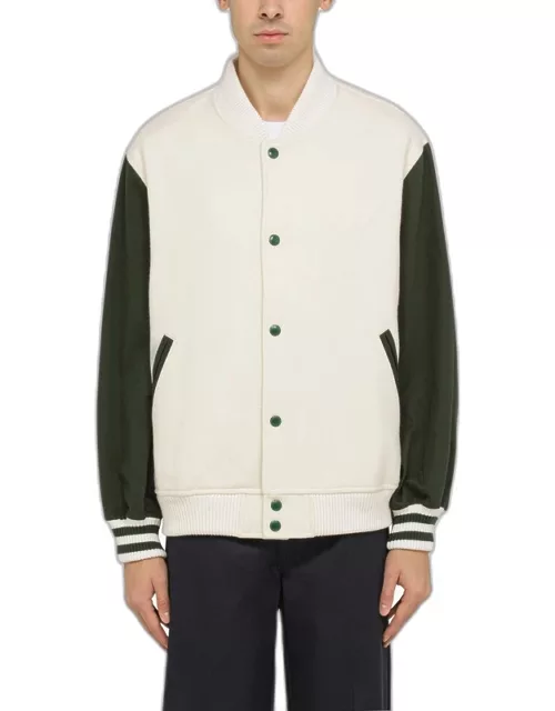 Ivory/military wool bomber jacket