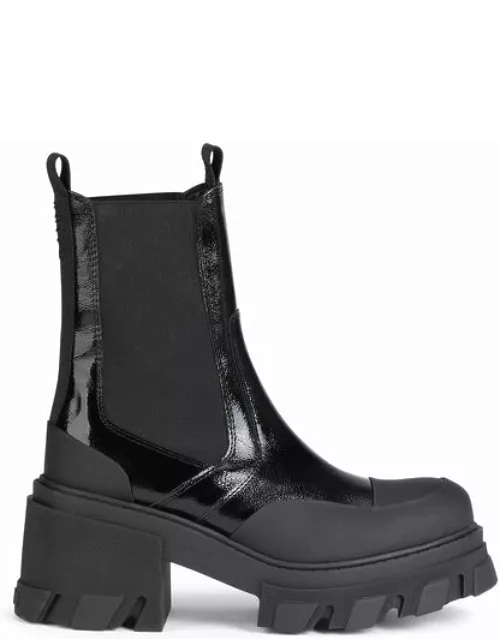 GANNI Cleated Heeled Mid Chelsea Boots in Black
