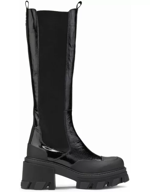 GANNI Cleated High Chelsea Boots in Black