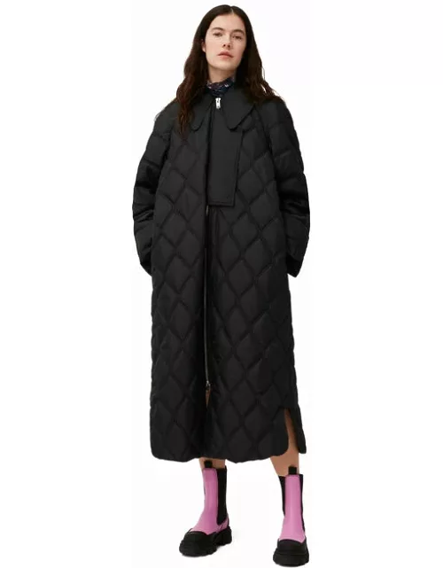 GANNI Long Sleeve Ripstop Quilt Coat in Black