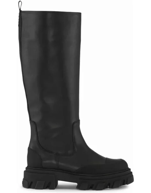 GANNI Cleated High Tubular Boots in Black