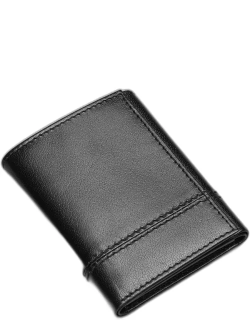 JoS. A. Bank Men's Burnished Leather Tri-Fold Wallet, Black, One