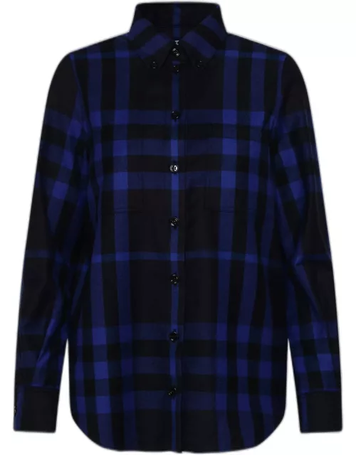 BURBERRY Anette Blue Check Wool Shirt