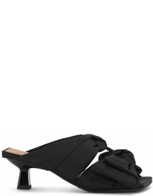 GANNI Soft Bow Kitten Heel Sandals in Black Responsible