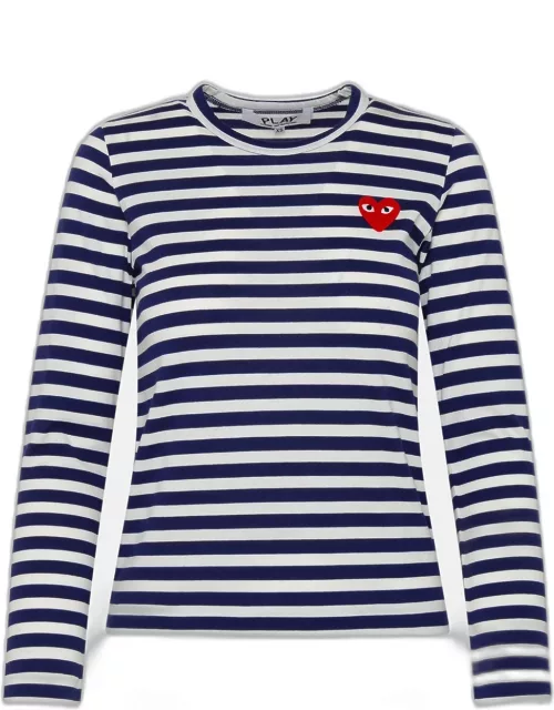 COMME DES GARÇONS PLAY Blue Stripe Cotton T-Shirt