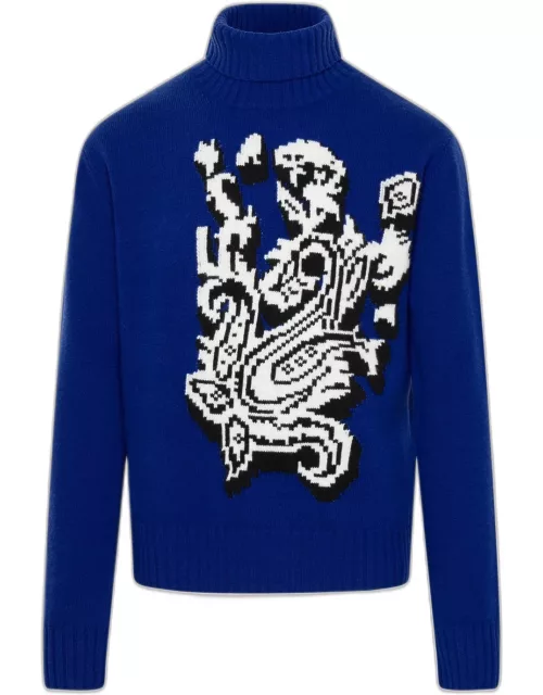 ETRO Blue Wool Turtleneck Sweater