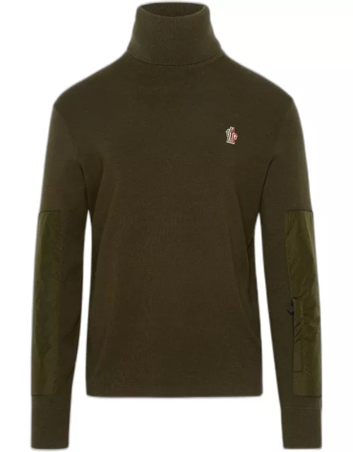 MONCLER GRENOBLE Green Wool Turtleneck Sweater