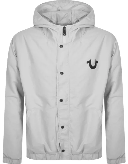True Religion Hooded Windbreaker Jacket Grey