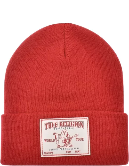 True Religion Concert Patch Beanie Hat Red