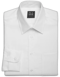 JoS. A. Bank Men's Traveler Collection Tailored Fit Point Collar Dress Shirt, White