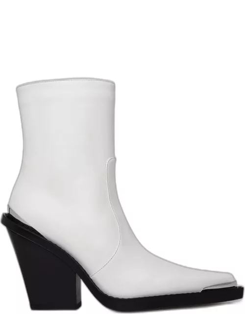 PARIS TEXAS Rodeo White Leather Ankle Boot