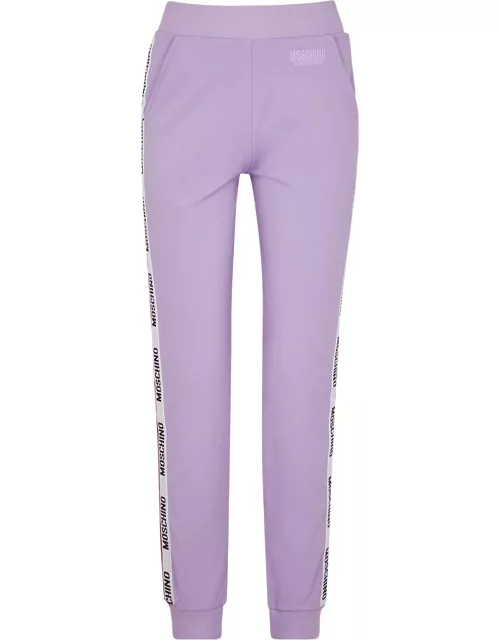 Moschino Underwear Lilac Logo-trimmed Stretch-cotton Sweatpants