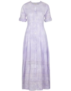 LoveShackFancy Edie Lilac Cotton Midi Dress - Violet
