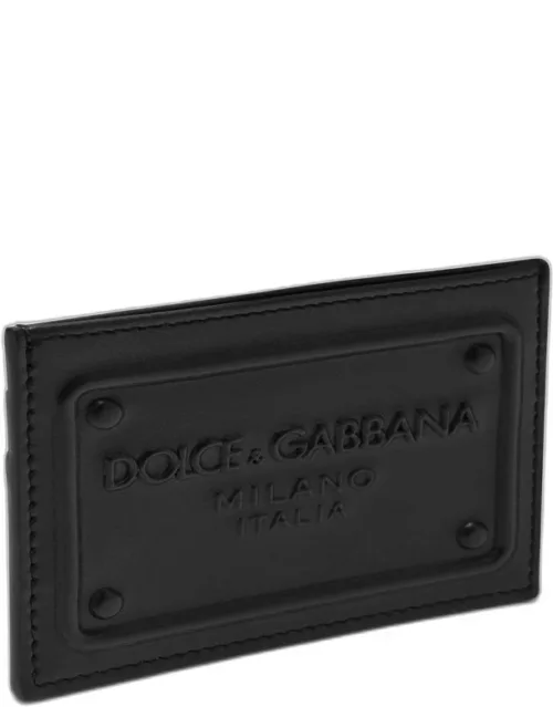 Black leather card holder