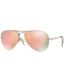 Rimless Mirrored Iridescent Aviator Sunglasse