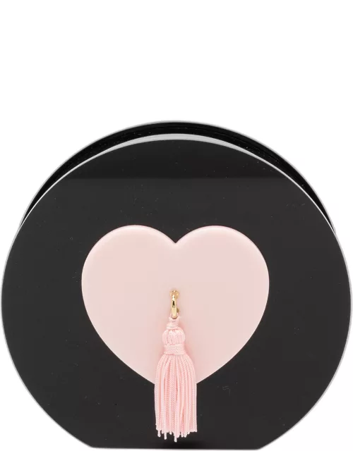 Charlotte Olympia Black/Pink Perspex Such a Tease Tassel Clutch