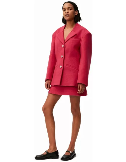GANNI Long Sleeve Wool Blazer in Red Women'