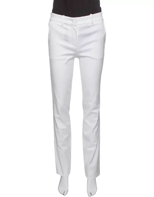 Roberto Cavalli Firenze White Cotton High Waist Straight Fit Pants