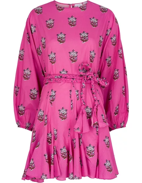 Rhode Ella Pink Floral-print Cotton Mini Dress