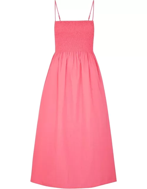 Faithfull The Brand Bryssa Pink Cotton-poplin Midi Dress