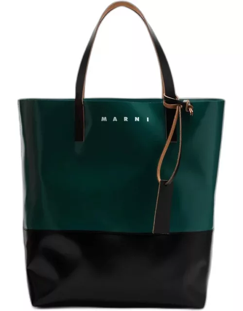 Black and green polyester tote bag