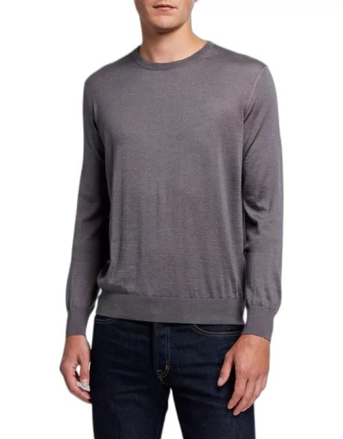 Men's Solid Cashmere-Silk Crewneck Sweater