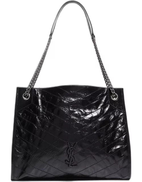 Niki Medium YSL Shopper Tote Bag in Crinkled Leather