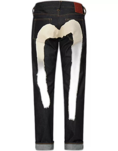 Ecru Brushstroke Daicock Slim Straight fit Jeans #2010