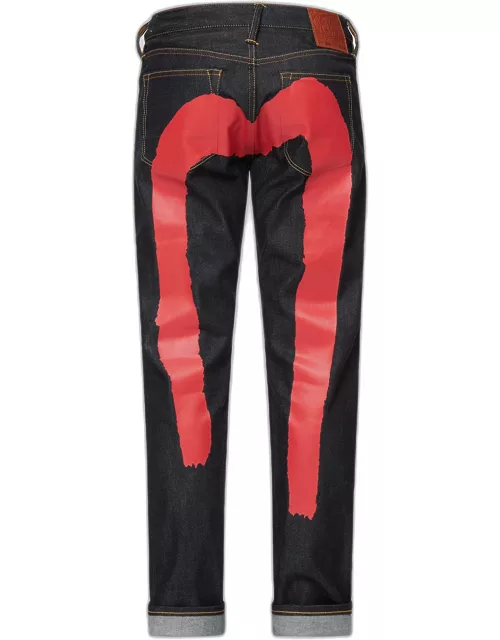 Red Brushstroke Daicock Slim Straight fit Jeans #2010