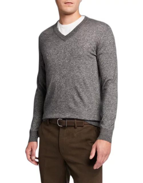 Men's Cashmere-Silk V-Neck Sweater