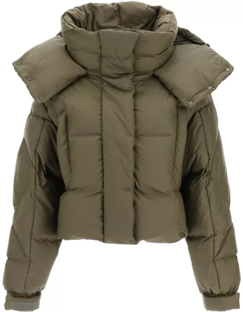 BACON 'PUFFA RING WLT' CROPPED PUFFER JACKET WITH SNAP-OFF HOOD