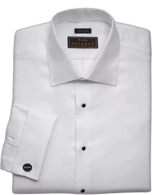 JoS. A. Bank Men's Reserve Collection Tailored Fit Spread Collar French Cuff Formal Dress Shirt, White