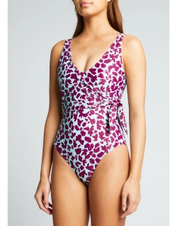 Kelly Printed Wrap One-Piece Swimsuit