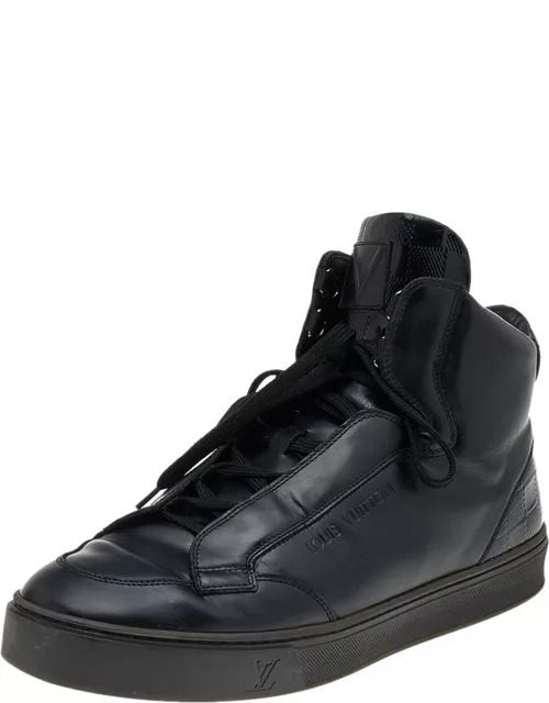 Louis Vuitton Black Leather And Damier Patent Leather High Top Sneaker