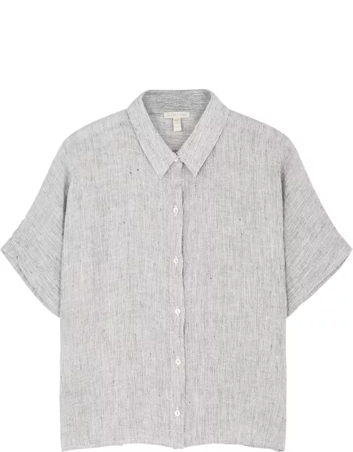 Eileen Fisher Monochrome Slubbed Linen Shirt - White