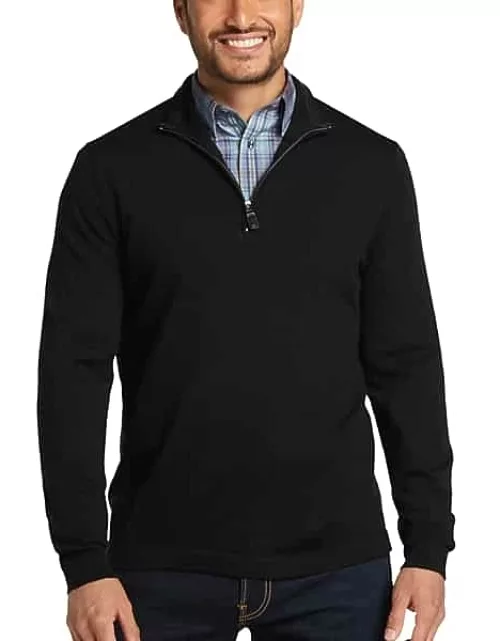 Jos. A. Bank Men's Merino Wool Modern Fit 1/4 Zip Sweater Black
