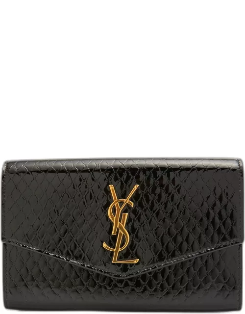 Uptown YSL Wallet on Chain in Python Embossed Leather
