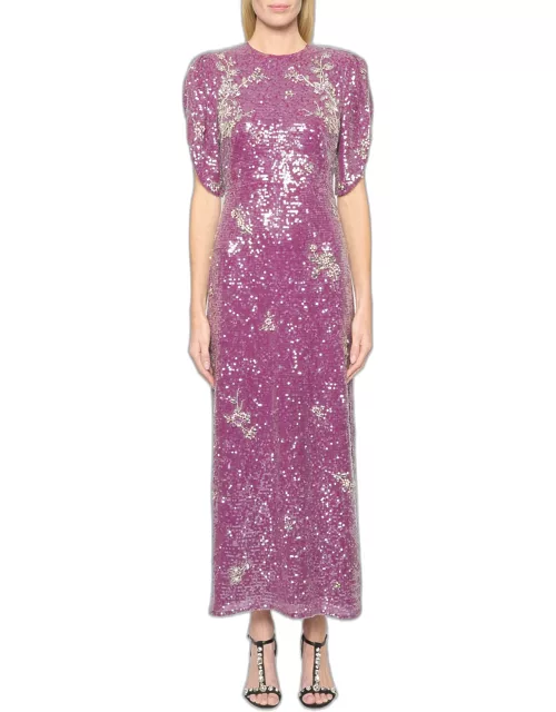 Sequin-Embellished Beaded Dres
