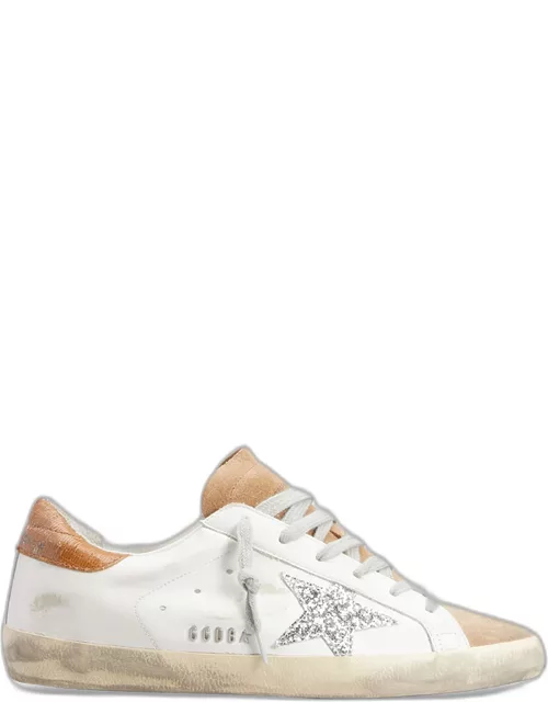 Superstar Mixed Leather Glitter Low-Top Sneaker