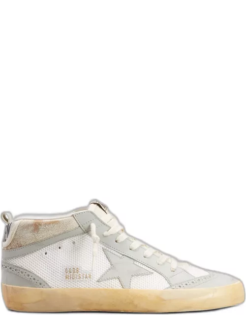 Mid Star Mixed Leather Net Sneaker