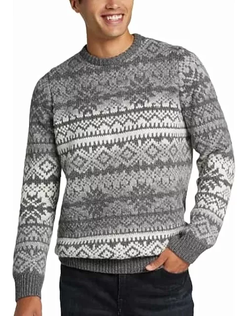 Joseph Abboud Men's Modern Fit Crew Neck Sweater Gray Snowflake