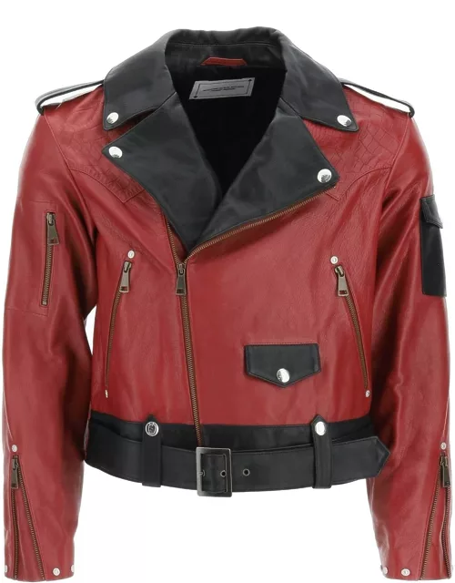 YOUTHS IN BALACLAVA TWO-TONE LEATHER BIKER JACKET