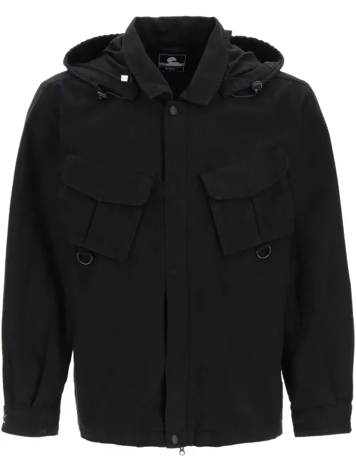 EDWIN 'STRATEGY' COTTON JACKET WITH SNAP-OFF HOOD